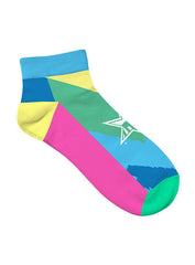 Junior Gold Multicolored Socks in Pink Blue Green and Yellow - Left View