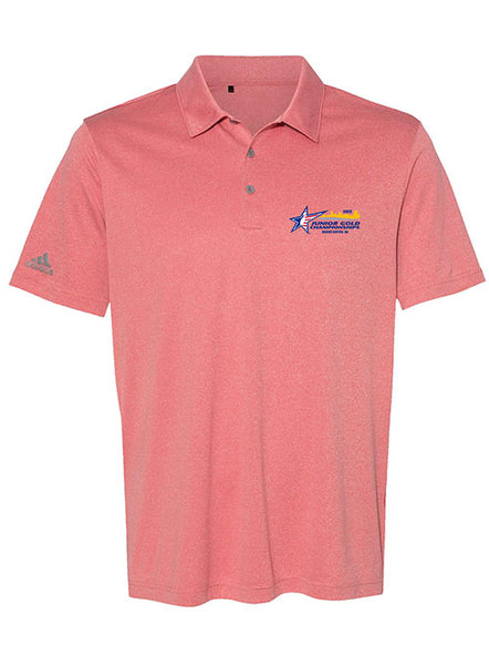 Junior Gold 2022 Adidas Polo in Power Red Heather - Front View