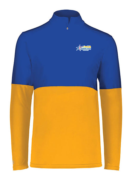 Junior Gold 2022 Quarterzip Pullover in Royal and Gold - Front View