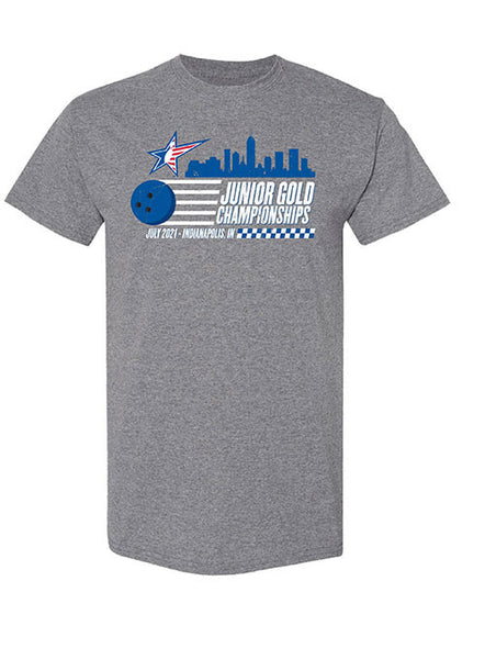 2021 Junior Gold Championships Logo T-Shirt in Gray - Front View