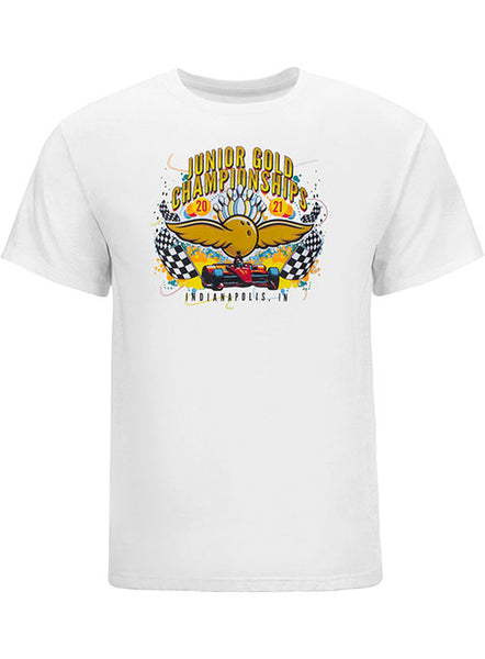 2021 Junior Gold Racing T-Shirt in White - Front View