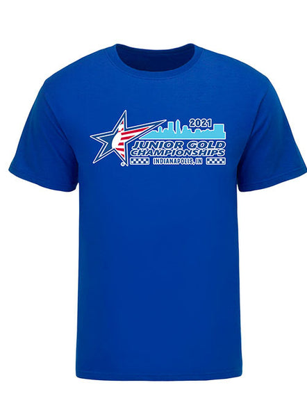 U18 Junior Gold 2021 Participant T-Shirt in Blue - Front View