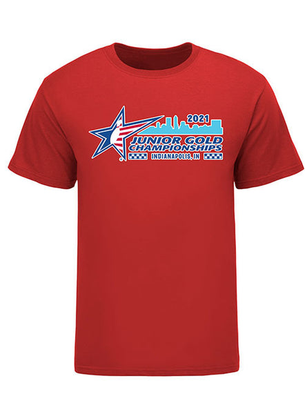 U12 Junior Gold 2021 Participant T-Shirt in Red - Front View