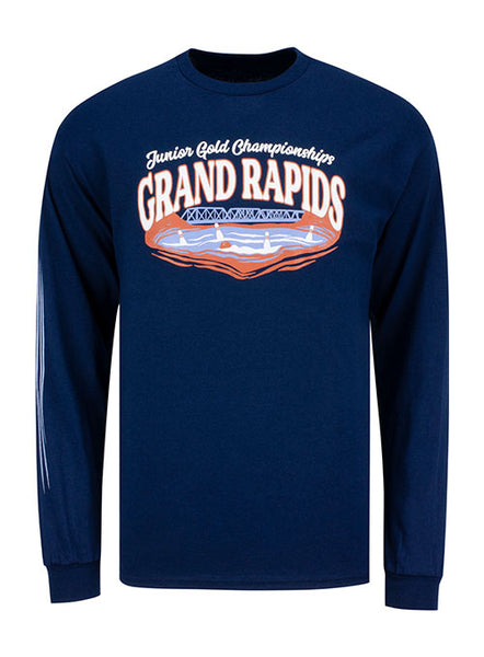 Junior Gold Grand Rapids Long Sleeve in Navy - Front View