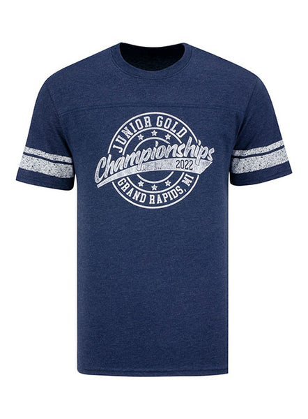 2022 Junior Gold Championships Collegiate T-Shirt in Heathered Navy - Front View