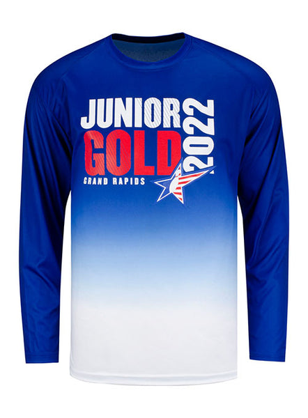 2022 Junior Gold Performance Long Sleeve Shirt in Royal - Front View