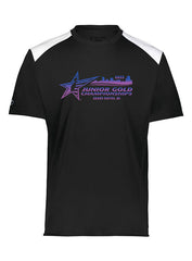 2022 Junior Gold Pinstrike Performance T-Shirt in Black - Front View