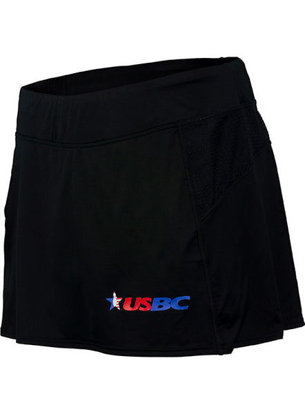 Ladies USBC Black Skort - Front View