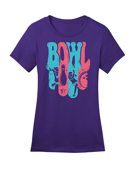 Bowl Disco Ladies T-Shirt in Purple - Front View