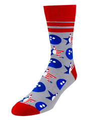 USBC Pinstar Socks in Gray Red White and Blue - 3/4 Right View