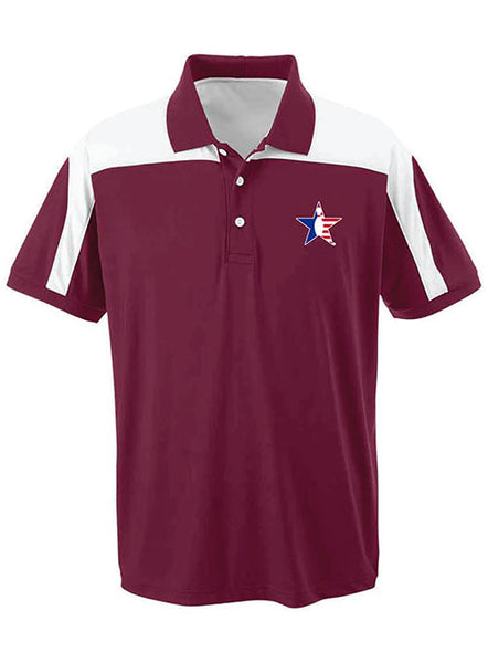 Contrast Shoulder Pinstar Polo in Maroon - Front View