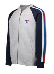 Pinstar Fleece Full Zip Trainer Jacket in Gray and Navy - Front View