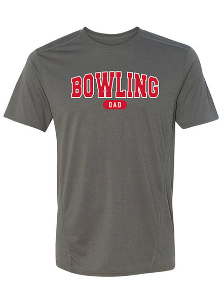 Bowling Dad Performance T-Shirt in Gray - Front View