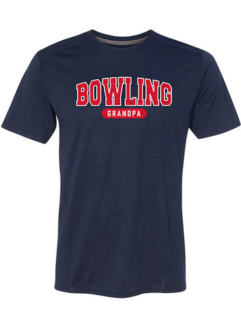 Bowling Grandpa Performance T-Shirt in Navy - Front View