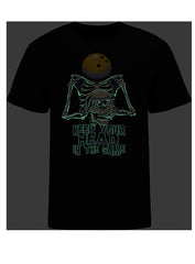 Glow-in-the-Dark Skeleton T-Shirt in Black - Front, Glowing View