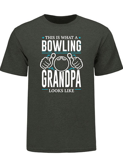 Bowling Grandpa T-Shirt in Gray - Front View
