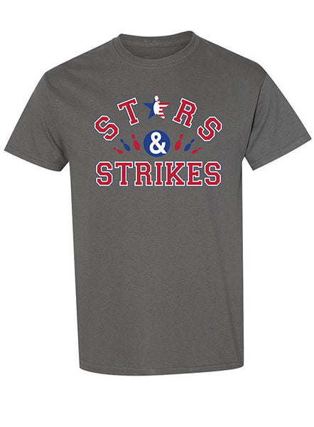 Stars and Strikes Charcoal T-Shirt - Front View