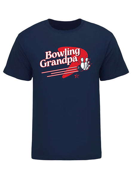 USBC Vintage Bowling Grandpa T-Shirt in Navy - Front View