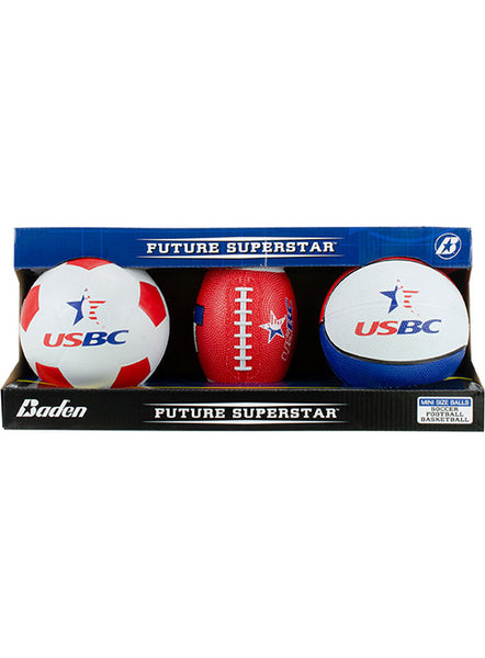 USBC Mini Ball Set in Red White and Blue - Front View in Box