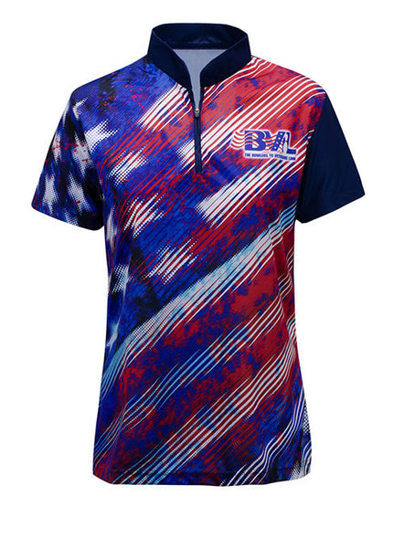 Ladies Sublimated Americana BVL Polo in Red White and Blue - Front View