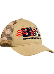 BVL American Flag Mesh Back Cap in Tan - Left 3/4 View