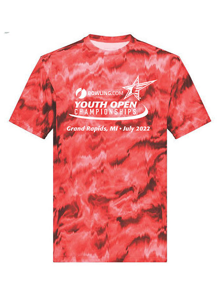 Youth Open 2022 Performance T-Shirt in Scarlett Shockwave - Front View