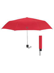 Pinstar Telescopic Folding Umbrella in Red - Front View and Collapsed View